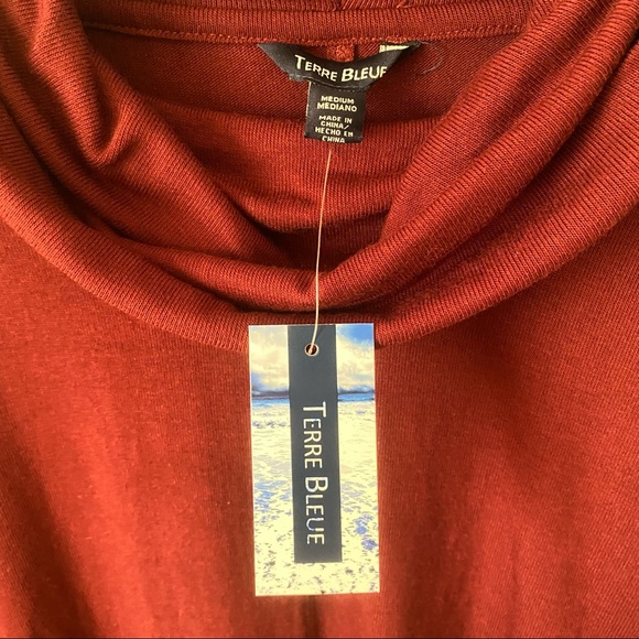 Maroon Turtleneck Sweater Tassel by Terre Blue Size Medium 3/4 Sleeve Tunic NWT - Picture 10 of 10
